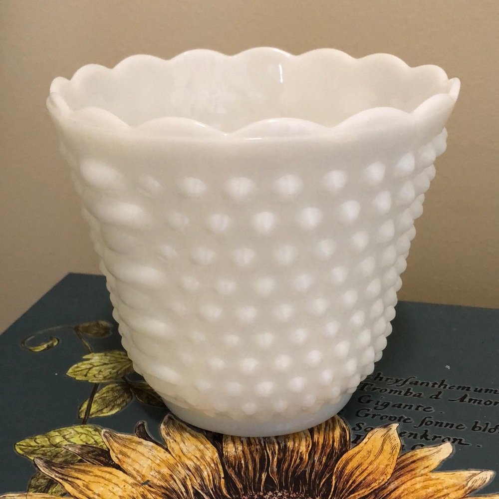Elegant White Hobnail Vase